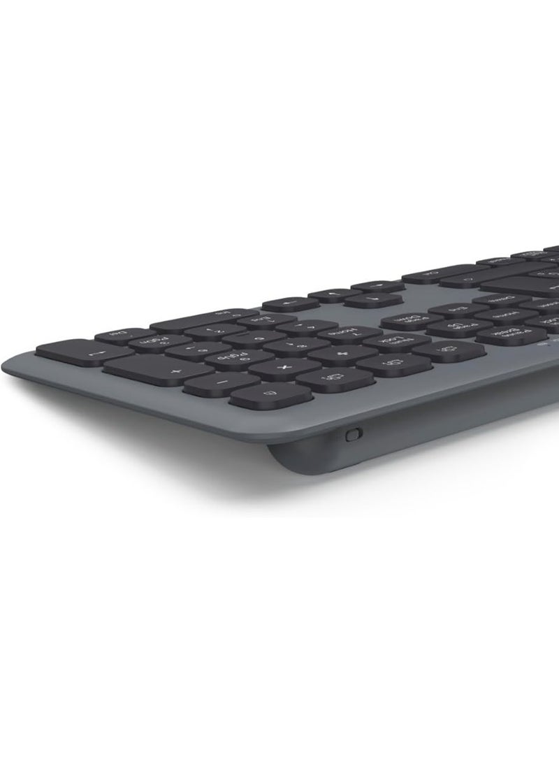 هاما Hama Wireless Keyboard Mouse- Set WKM-550 (Multi-Device 2.4GHz via USB Receiver + 2x Bluetooth for PC, Laptop, Tablet, 10 m Range, German QWERTZ Layout, Quiet, Battery Operated) Black-D3173065 - Image 2