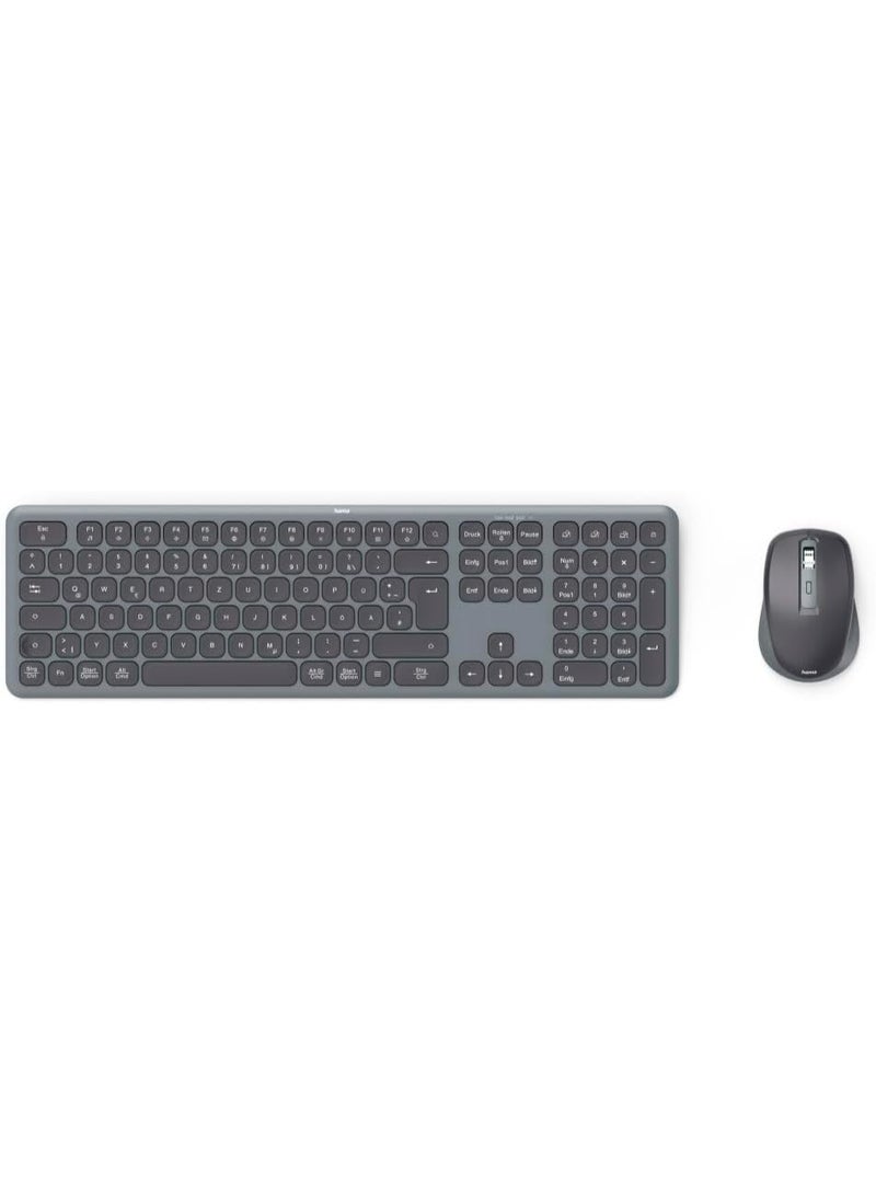 هاما Hama Wireless Keyboard Mouse- Set WKM-550 (Multi-Device 2.4GHz via USB Receiver + 2x Bluetooth for PC, Laptop, Tablet, 10 m Range, German QWERTZ Layout, Quiet, Battery Operated) Black-D3173065 - Image 3