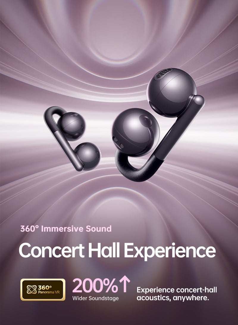 sanag F60 Open-Ear Clip Earbuds, 4.5g Ultra-Light Comfort, 40H Long Battery, Hi-Pure Sound, Fashionable Design, Clear Call, Noise Resistance, Bluetooth 6.0, IPX5 Waterproof, Smart App Control, Anti-Loss Feature, iOS And Android, Black - Image 3