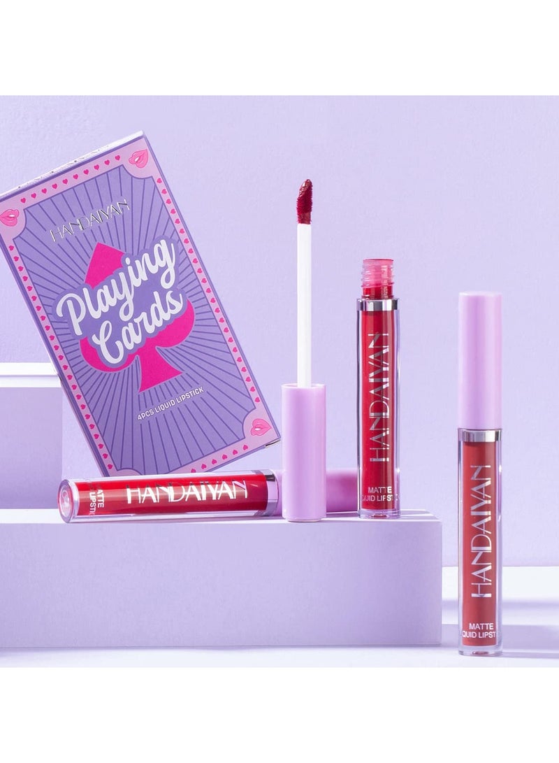 Matte Liquid Lipstick Makeup Set Kit, 4Pcs Long Lasting Waterproof Professional Colorful Cosmetics Lip Gloss, Non-Stick Cup mented Lip Makeup Gift Sets for Girls Women - Image 3