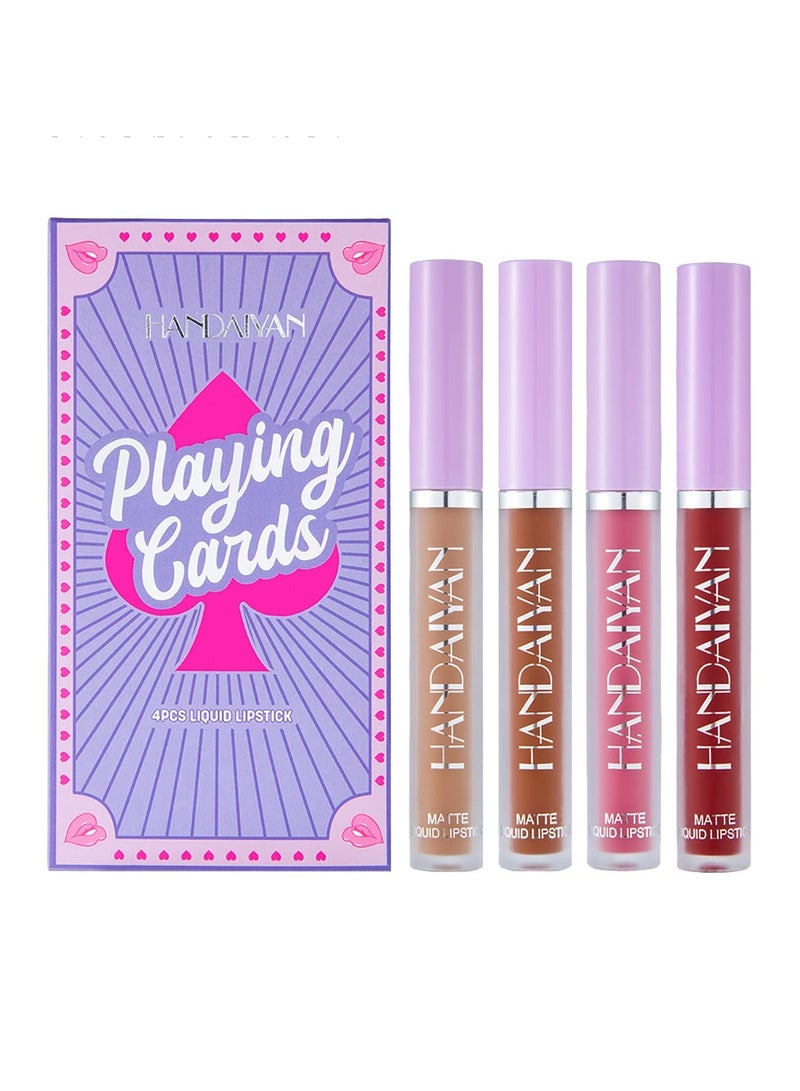 Matte Liquid Lipstick Makeup Set Kit, 4Pcs Long Lasting Waterproof Professional Colorful Cosmetics Lip Gloss, Non-Stick Cup mented Lip Makeup Gift Sets for Girls Women - Image 2