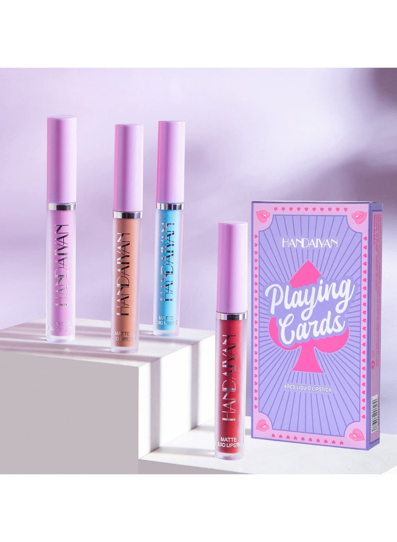 Matte Liquid Lipstick Makeup Set Kit, 4Pcs Long Lasting Waterproof Professional Colorful Cosmetics Lip Gloss, Non-Stick Cup mented Lip Makeup Gift Sets for Girls Women - Image 5
