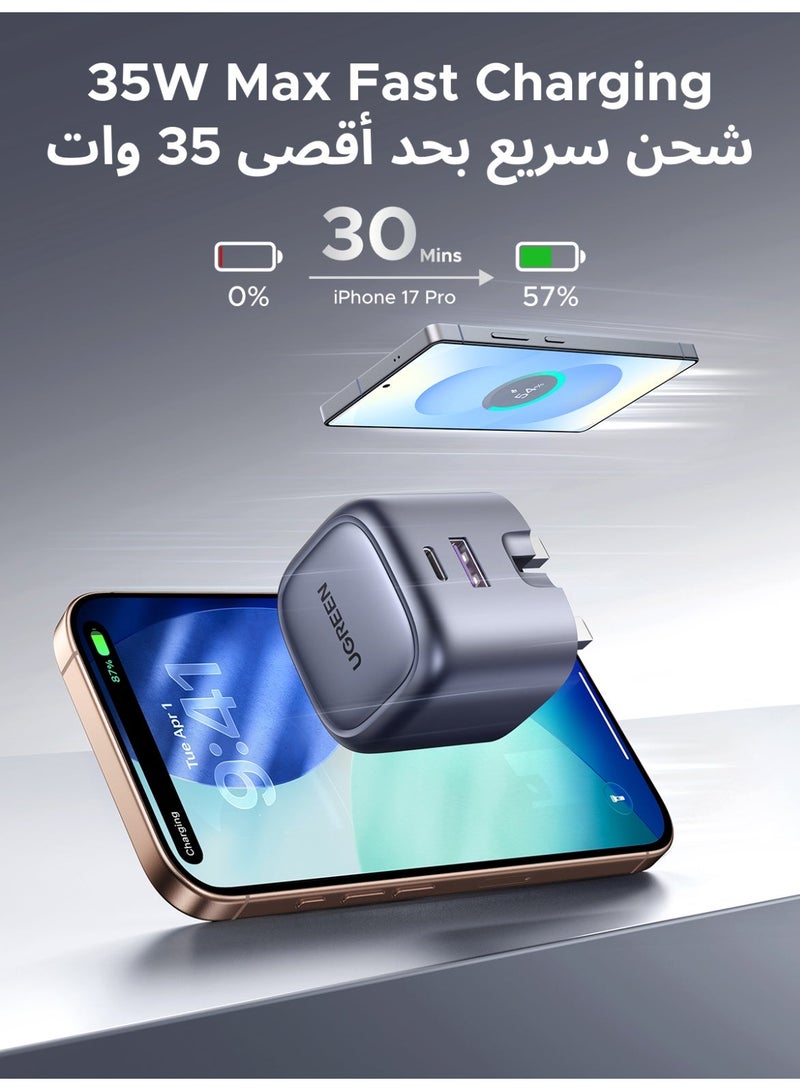 Ugreen 【UGREEN CHARGER BUNDLE】2 IN 1 Wireless Charger Magsafe (Cable included)+GaN 35W USB C Charger Fast Charging For iPhone 16 15 Pro Max 14 13 12, New Airpods 4 3 Magsafe Dock 360 Free Rotation Angle Adjustable Black - Image 4