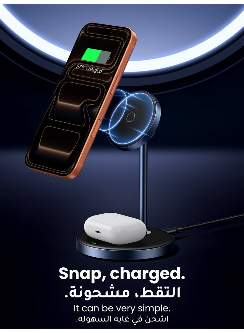 Ugreen 【UGREEN CHARGER BUNDLE】2 IN 1 Wireless Charger Magsafe (Cable included)+GaN 35W USB C Charger Fast Charging For iPhone 16 15 Pro Max 14 13 12, New Airpods 4 3 Magsafe Dock 360 Free Rotation Angle Adjustable Black - Image 3