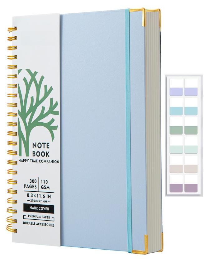 A4 Hardcover Spiral Notebook, 300 Pages Large Journals for Writing, 8.5 x 11 IN Notebooks College Ruled, 110 GSM Thick Lined Paper Notebooks for Work, School and Travel, Blue - Image 1