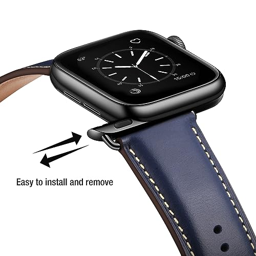 SUNFWR Leather Bands Compatible with Apple Watch Band 42mm(Series 3 2 1) 44mm 45mm 46mm 49mm for Men Women, Top Grain Genuine Leather Replacement Strap for iWatch Ultra 3 2 1, SE3 2 1, Series 11 10 9 8 7 6 5 4 3 2 1 - Image 4
