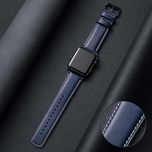 SUNFWR Leather Bands Compatible with Apple Watch Band 42mm(Series 3 2 1) 44mm 45mm 46mm 49mm for Men Women, Top Grain Genuine Leather Replacement Strap for iWatch Ultra 3 2 1, SE3 2 1, Series 11 10 9 8 7 6 5 4 3 2 1 - Image 2