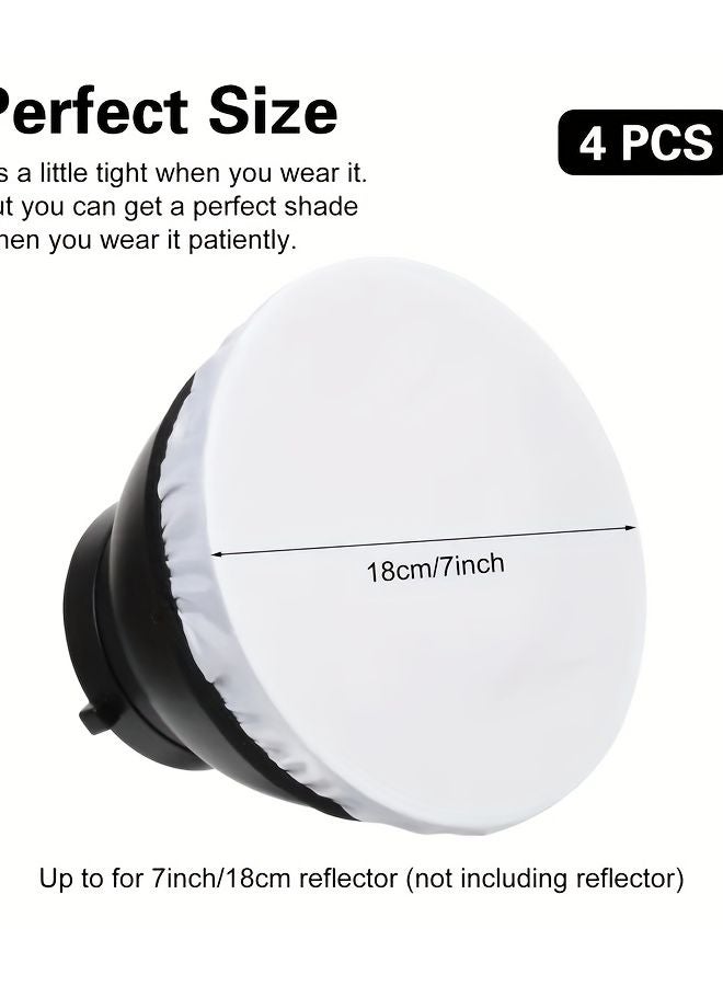 4pcs 7 Inch White Photography Light Diffusers Studio Strobe Reflectors Soft Glow - Image 3