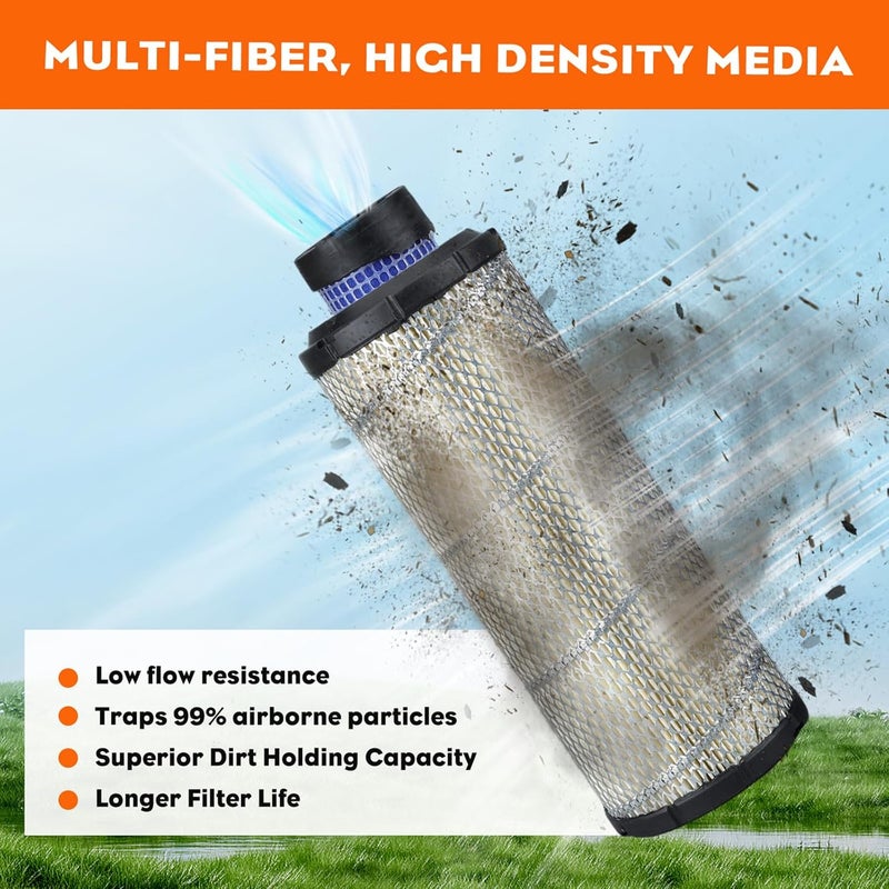 Hipa Inner & Outer Air Filter for Kawasaki 11013-7044 FX850V FX730V FX691V FX801V FX751V FX1000V FH680V 11013-7045 25 083 01-S AF25551 M131802 - Image 3