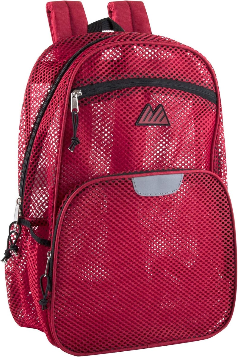 Summit Ridge Reflective Mesh School Backpack for Teens, Girls, Boys | Wire Frame Mesh Beach Backpack XL with Zipper (Red) - Image 1