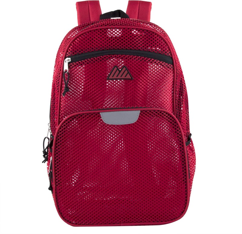 Summit Ridge Reflective Mesh School Backpack for Teens, Girls, Boys | Wire Frame Mesh Beach Backpack XL with Zipper (Red) - Image 5