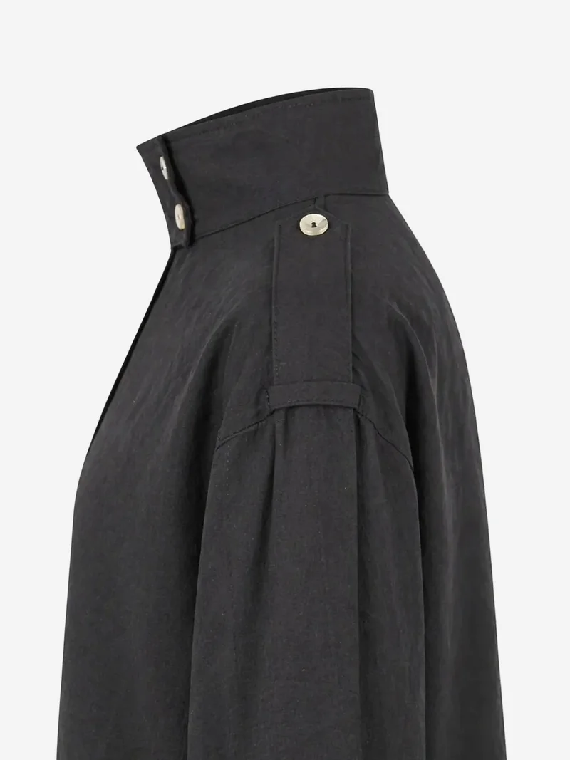 Mixray Black MIXRAY Mandarin Collar Button-Up Casual Shirt for Women | Best Price UAE