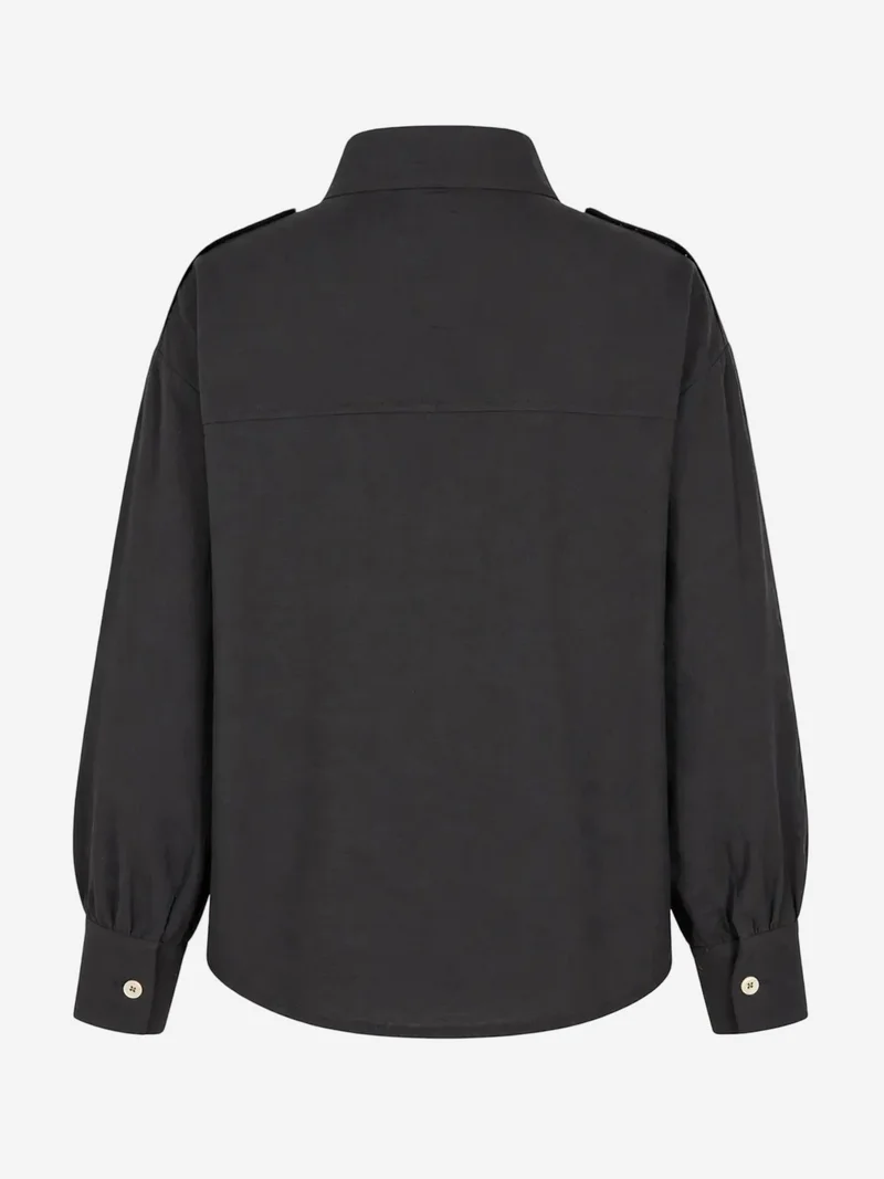 Mixray Black MIXRAY Mandarin Collar Button-Up Casual Shirt for Women | Best Price UAE