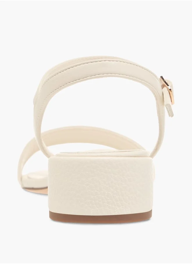 سيليست Women's Textured Sandals with Block Heels and Buckle Closure