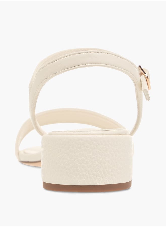 Celeste - Women's Textured Sandals with Block Heels and Buckle Closure - Image 1