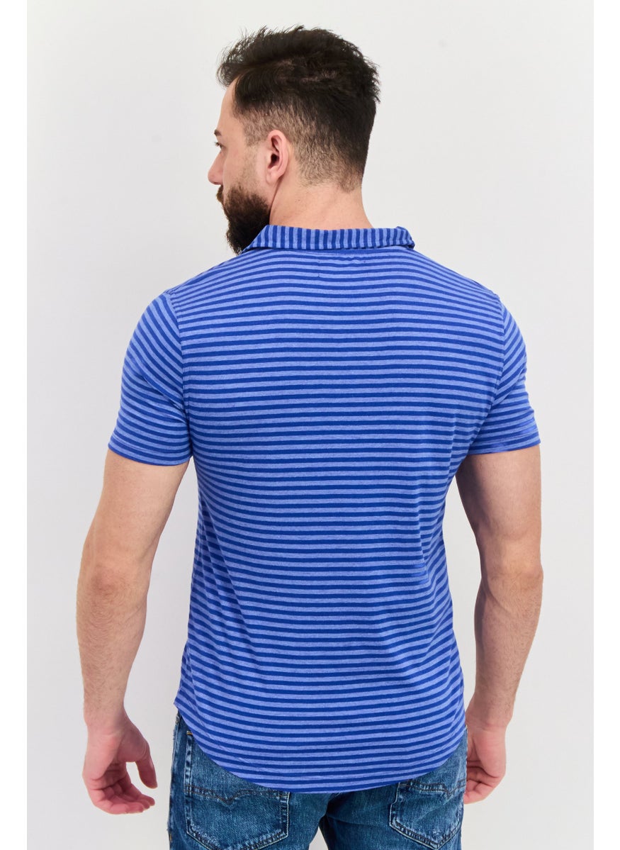 Men Regular Fit Stripe Short Sleeve Polo Shirt, Blue - pzsku/Z8ACAFE7A0832E36C1DF6Z/45/_/1737641847/75bbf032-7b2d-4584-8b49-2995c2e5c82b