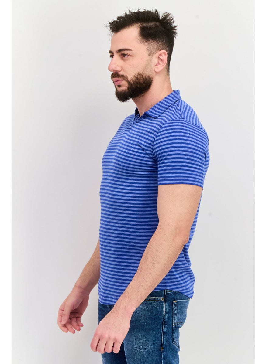 Men Regular Fit Stripe Short Sleeve Polo Shirt, Blue - pzsku/Z8ACAFE7A0832E36C1DF6Z/45/_/1737641850/17d10564-ccc2-47a3-b624-cfc720ea48bb