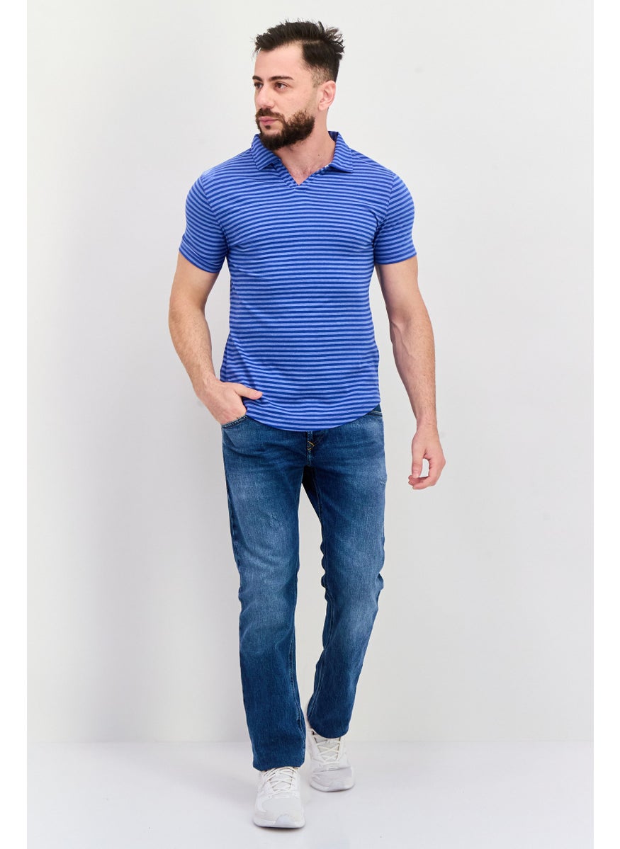 Men Regular Fit Stripe Short Sleeve Polo Shirt, Blue - pzsku/Z8ACAFE7A0832E36C1DF6Z/45/_/1737642014/fdd6108b-dd22-4f22-ac84-8c9b8159b16d