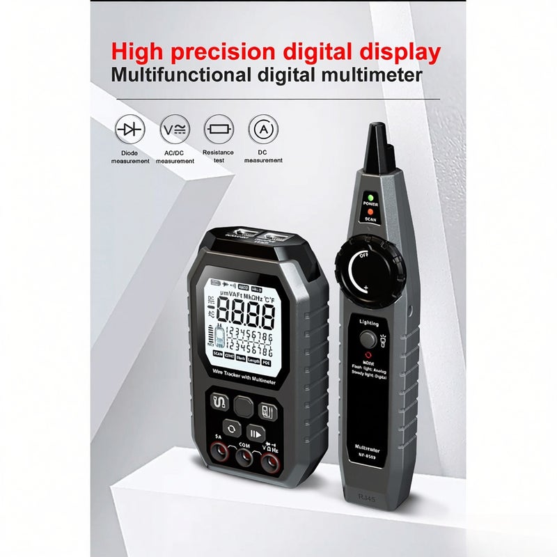 NOYAFA Network Cable Tester Wire Tracker with Multimeter Multifunctional Ethernet Wire Tracker DC AC Voltmeter with Cable Tracing/Length Test/POE Test - Image 4