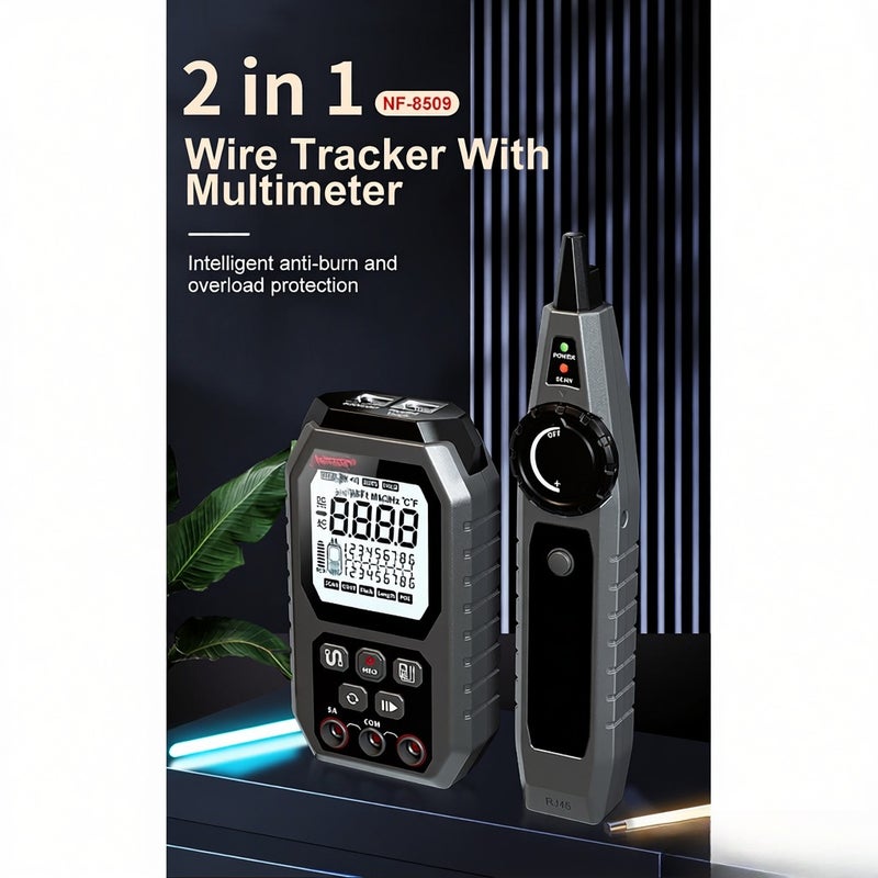 NOYAFA Network Cable Tester Wire Tracker with Multimeter Multifunctional Ethernet Wire Tracker DC AC Voltmeter with Cable Tracing/Length Test/POE Test - Image 5