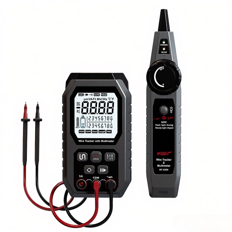NOYAFA Network Cable Tester Wire Tracker with Multimeter Multifunctional Ethernet Wire Tracker DC AC Voltmeter with Cable Tracing/Length Test/POE Test - Image 1