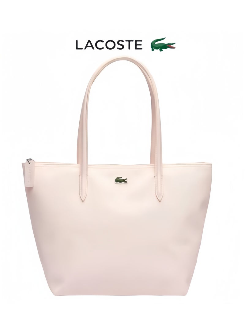 Lacoste Women's L12.12 Concept Fashion Versatile Large Capacity Large Size Zipper Handheld Shoulder Bag Tote Bag Large Pink 35cm * 30cm * 14cm - Image 1