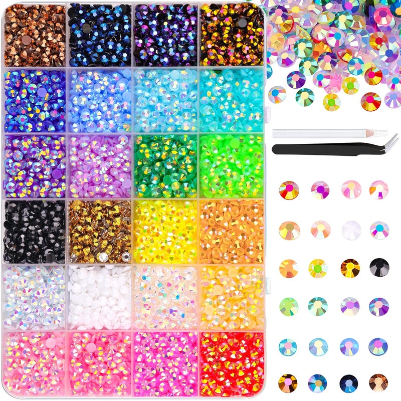 TINKRSTUFF 6600Pcs Resin Jelly Rhinestones with Tweezers for Crafting, Mixed-Color 5mm Non Hotfix Flatback Gems, Bedazzling Crystal for DIY Crafts Clothing Tumblers Mugs Shoes Fabric Decor Nail Art Makeup - Image 1