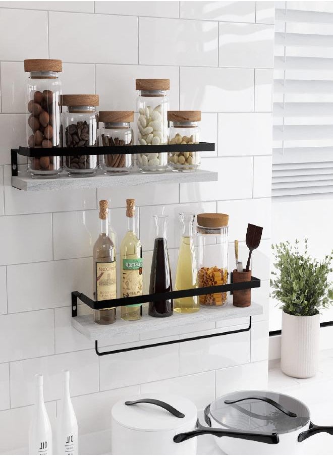 SODUKU - SODUKU Floating Shelves Wall Mounted Storage Shelves for Kitchen, Bathroom,Set of 2 White - Image 1