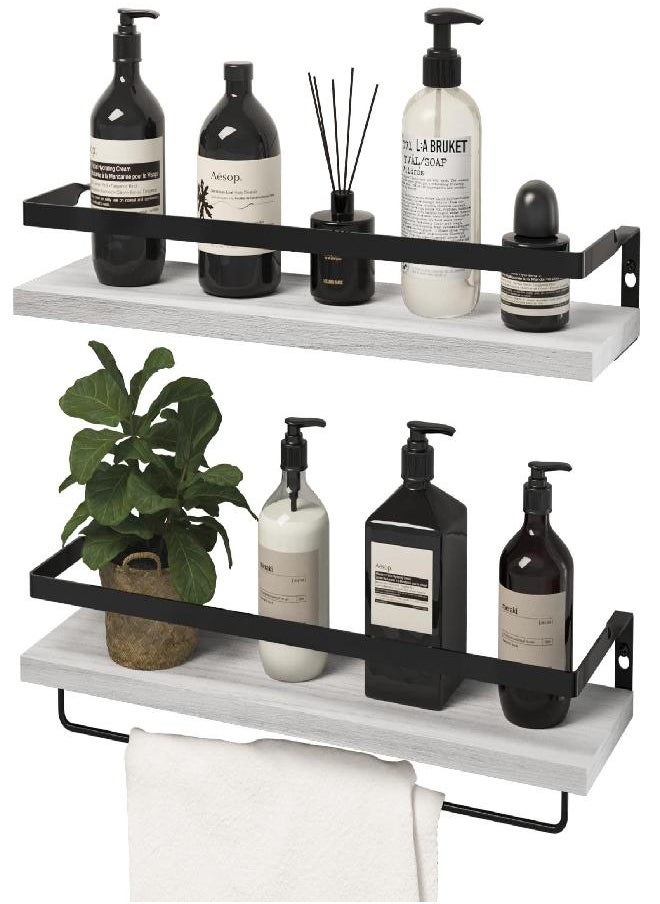 SODUKU - SODUKU Floating Shelves Wall Mounted Storage Shelves for Kitchen, Bathroom,Set of 2 White - Image 1