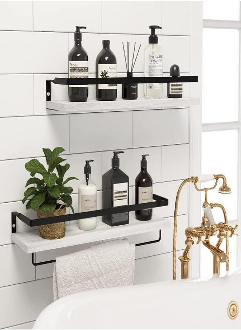SODUKU Floating Shelves Wall Mounted Storage Shelves for Kitchen, Bathroom,Set of 2 White