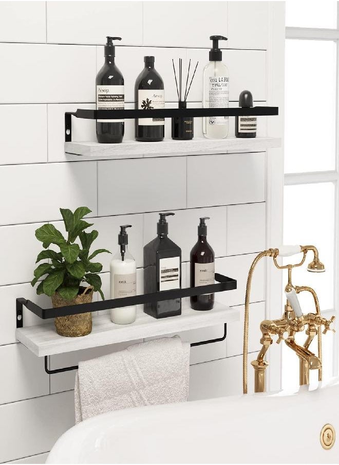 SODUKU - SODUKU Floating Shelves Wall Mounted Storage Shelves for Kitchen, Bathroom,Set of 2 White - Image 1