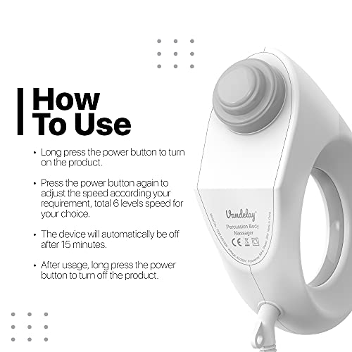 Vandelay (UK) Deep Tissue Percussion Massager - Electric Handheld Gun Massager for Pain relief & relaxation (Wired) - Image 5