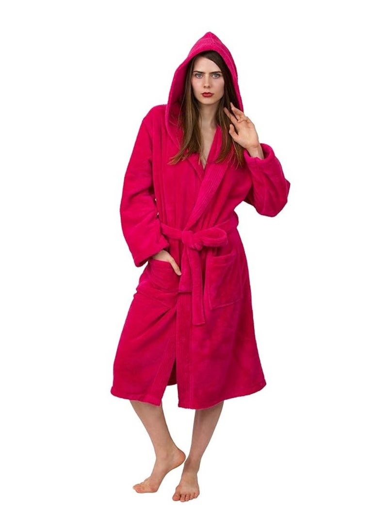 White Rose Pinkish Red Color Terry Weave Cotton Bathrobe Small size  - Image 1