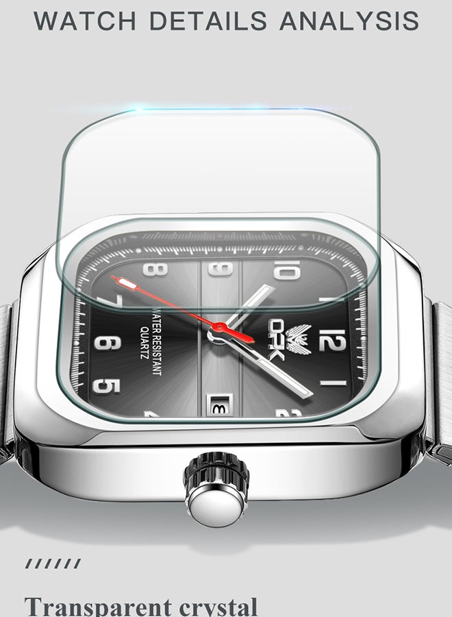 Opk Brand Watch, Stylish Business Exquisite Quartz Watch, Waterproof Single Calendar, Men'S Watch - 6040 Steel Strap, Natural Black. - Image 3