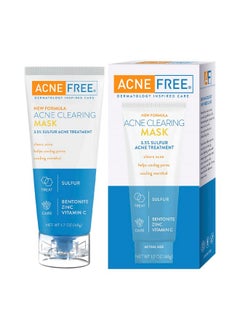أكني فري قناع AcneFree لإزالة حب الشباب، علاج حب الشباب بالكبريت بنسبة 3.5%، يمتص الزيوت الزائدة ويفتح المسام بفيتامين سي والبنتونيت والزنك، 1.7 أونصة  - Image 1