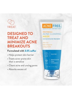 أكني فري قناع AcneFree لإزالة حب الشباب، علاج حب الشباب بالكبريت بنسبة 3.5%، يمتص الزيوت الزائدة ويفتح المسام بفيتامين سي والبنتونيت والزنك، 1.7 أونصة  - Image 3
