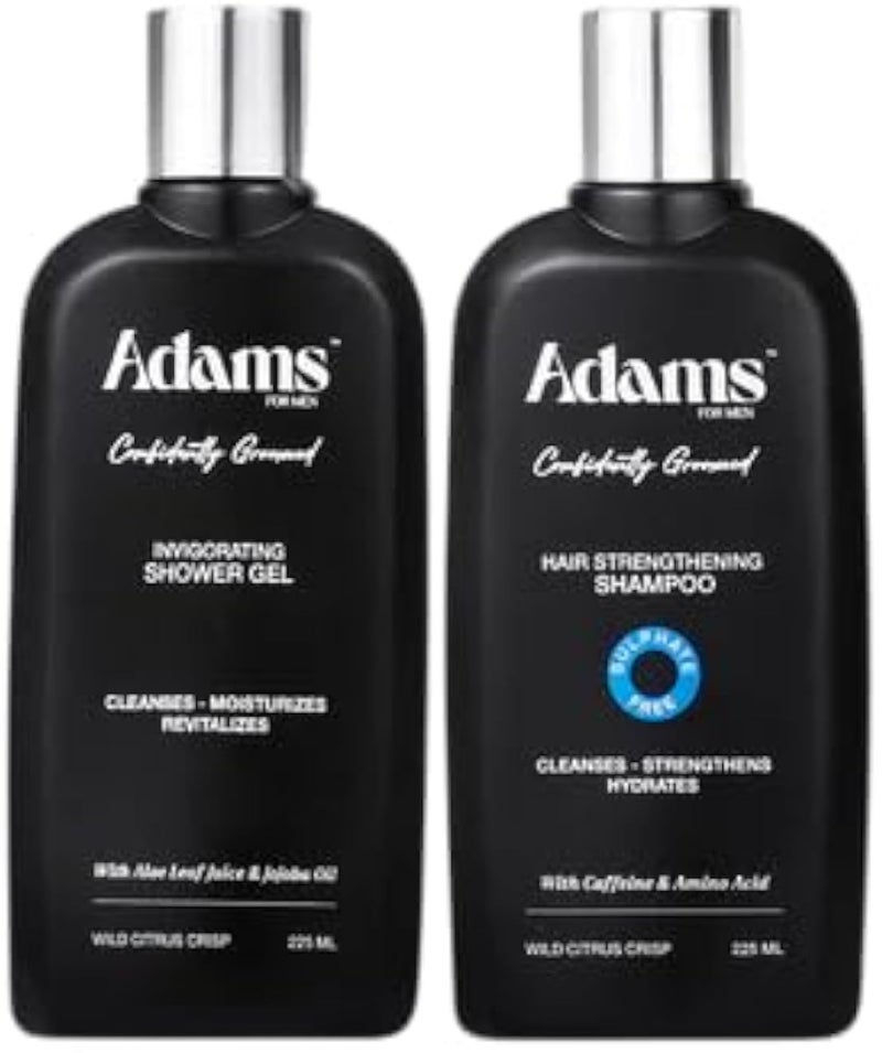 Adams Daily Essentials Shower Gel 250ml and Hair Strengthening Shampoo 250ml Set