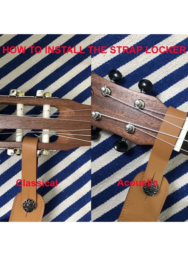 MUSIC FIRST Classic Country style Soft Yarn-dyed fabric & Genuine Leather Ukulele Strap Ukulele Shoulder Strap Version 2.0 With a Genuine Leather Strap Locker - Image 5