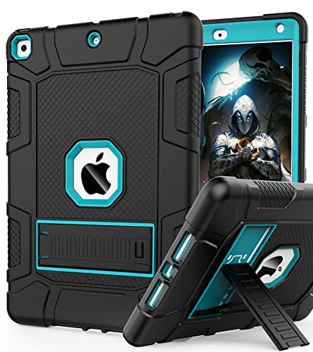 Rantice iPad 9th Generation Case, iPad 8th Generation Case, iPad 7th Generation Case, Hybrid Shockproof Rugged Drop Protection Cover with Kickstand for iPad 10.2'' 2021/2020/2019 (Black + Dark Blue) - Image 1