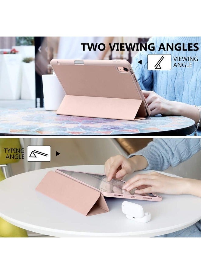 Rose Pink Trifold Stand Case for iPad Air (13-inch, M2 2024) & iPad Pro 12.9-inch (4th/5th/6th Gen) with Pencil Holder - Image 4