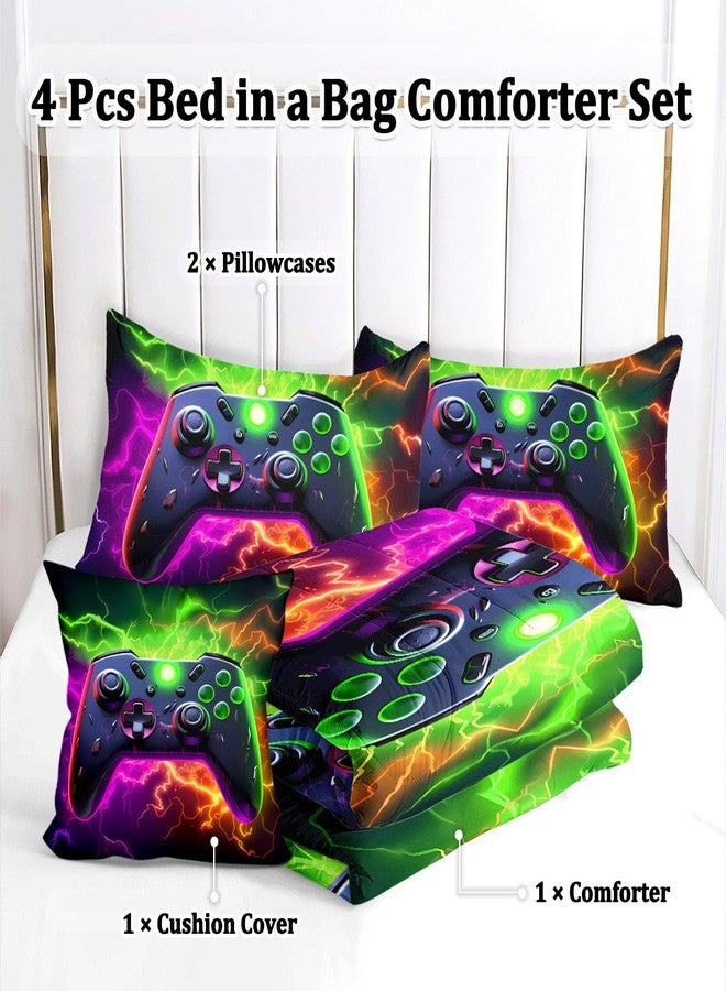 ASKOTU 4 Pcs Twin Bedding Sets for Boys Kids, Gaming Twin Comforter Set for Boys, Gamer Twin Bedding Set - Image 2