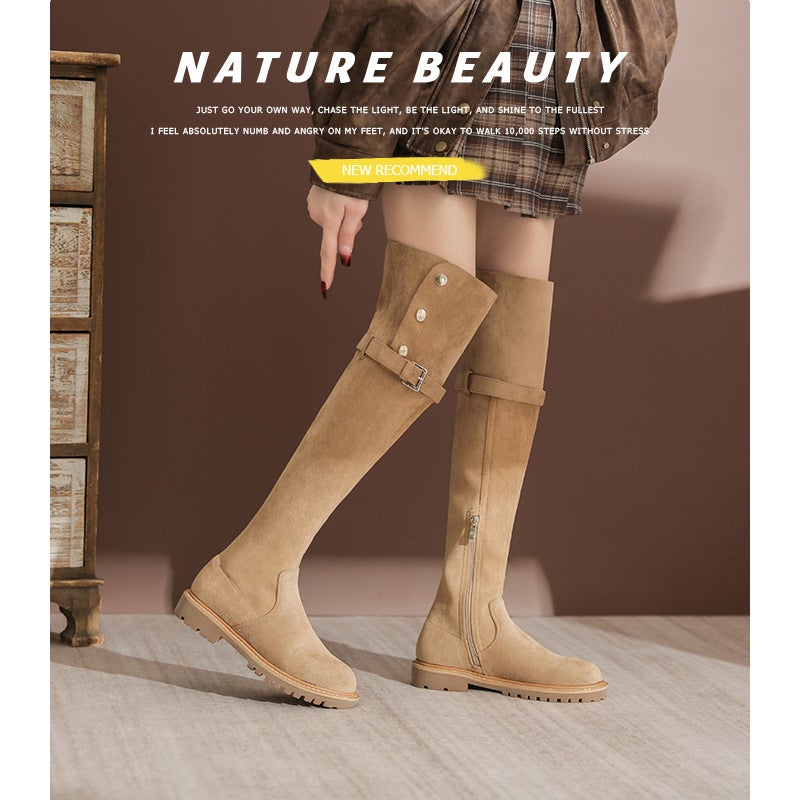 Gomeni Knee Knights Boots Thick Bottom Fleece-Lined Warm Lamb Wool Boots 6258 - Image 3