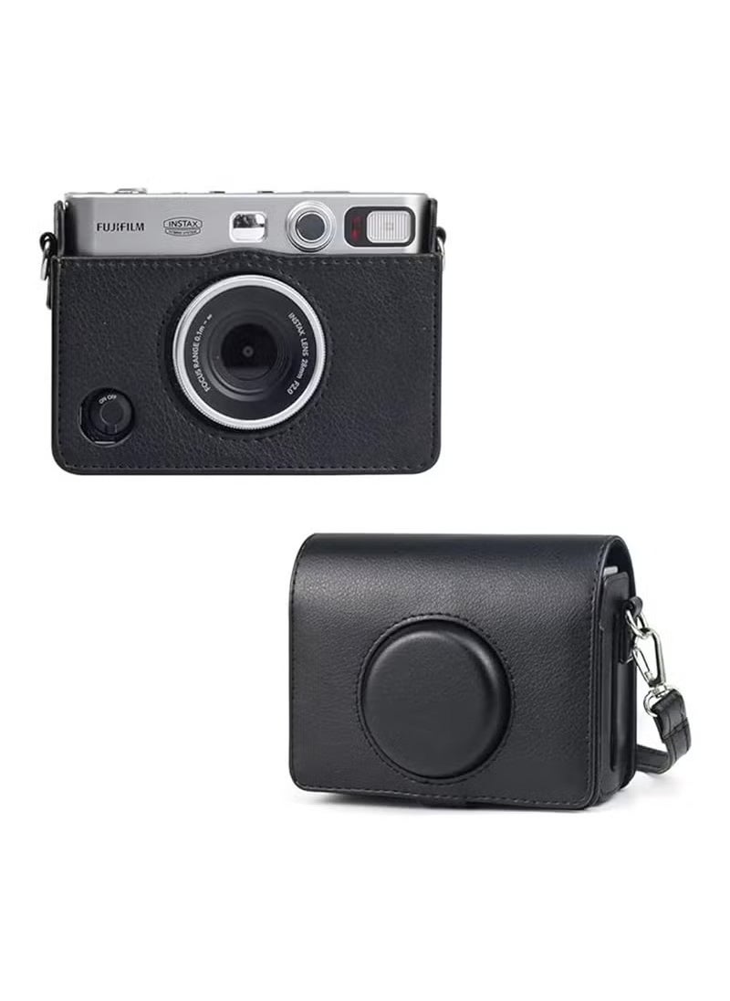 Generic Case for Fuji Mini EVO ,Camera Case Compatible for Fuji Mini EVO Camera with Adjustable Shoulder Strap in Black Lychee Texture Horizontal Style  - Image 1
