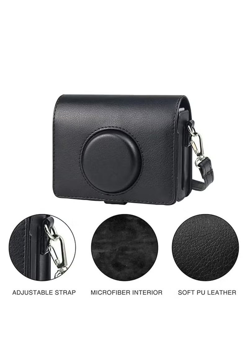 Generic Case for Fuji Mini EVO ,Camera Case Compatible for Fuji Mini EVO Camera with Adjustable Shoulder Strap in Black Lychee Texture Horizontal Style  - Image 4
