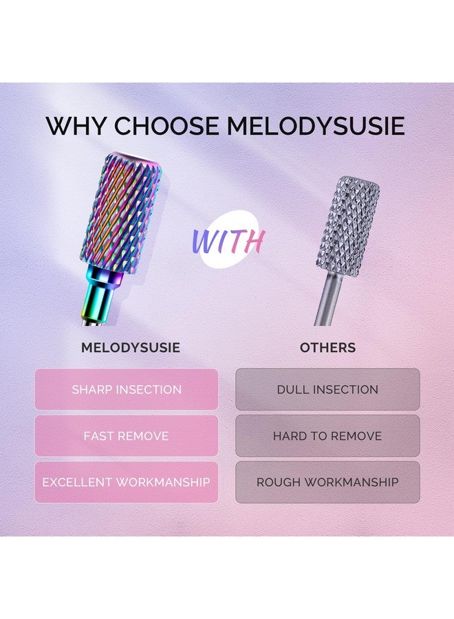 ميلودي سوزي مجموعة رؤوس مثقاب أظافر ميلودي سوزي، 7 قطع من رؤوس مثقاب أظافر ماسية من كربيد التنجستن لإزالة الجلد المحيط بالأظافر الأكريليكية، رؤوس أظافر احترافية 3/32 بوصة، أدوات مانيكير وباديكير - Image 2