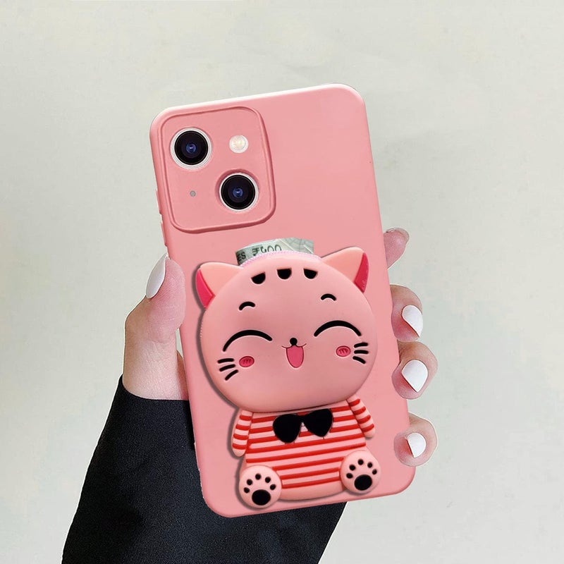 KC Back Cover for Vivo V50 5G / Vivo V50e 5G Cat Stripe Kitten with Purse Case with Camera Protecion (Pink) - Image 3