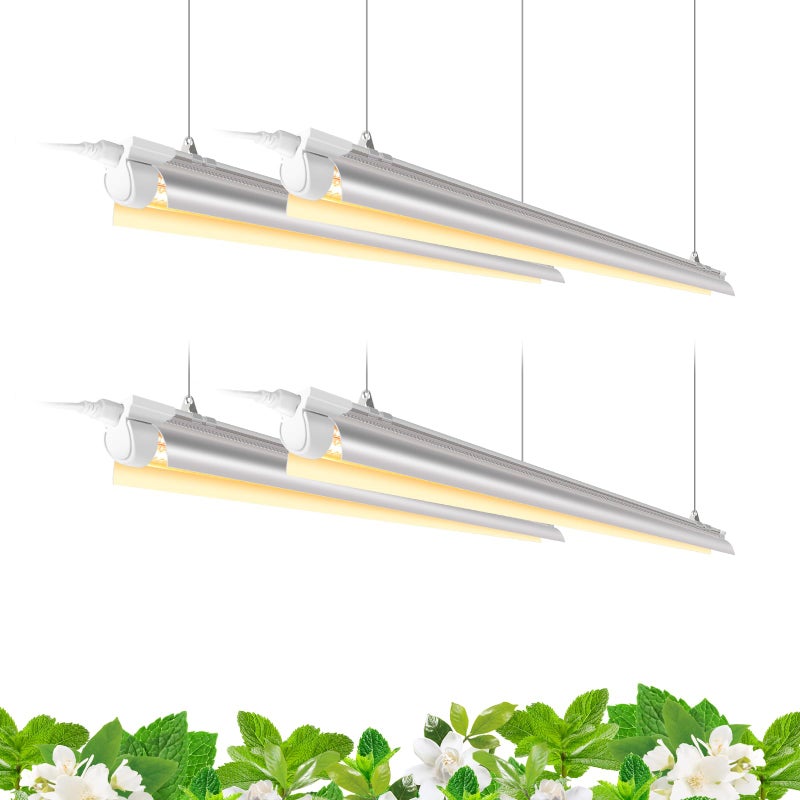 Barrina Full Spectrum LED Grow Light, 168W(4 x 42W), Grow Light Strips for Indoor Plant, 4FT Plant Grow Light, T8 Growing Lamp Fixture, Yellow, 4-Pack - Image 1