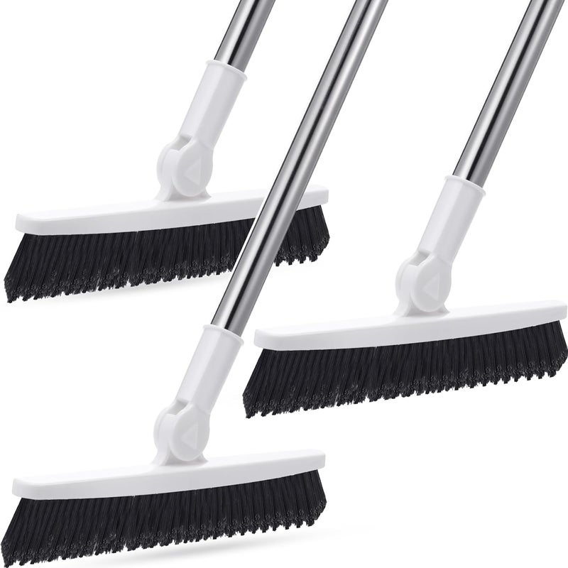 Maxdot 3 Pack 2 in 1 Floor Brush Scrubber with Long Handle Grout Brush 35'' Stiff Bristle Cleaning Scrub Brush with Squeegee, 120° Rotating Tile Brush for Cleaning Bathroom - Image 1
