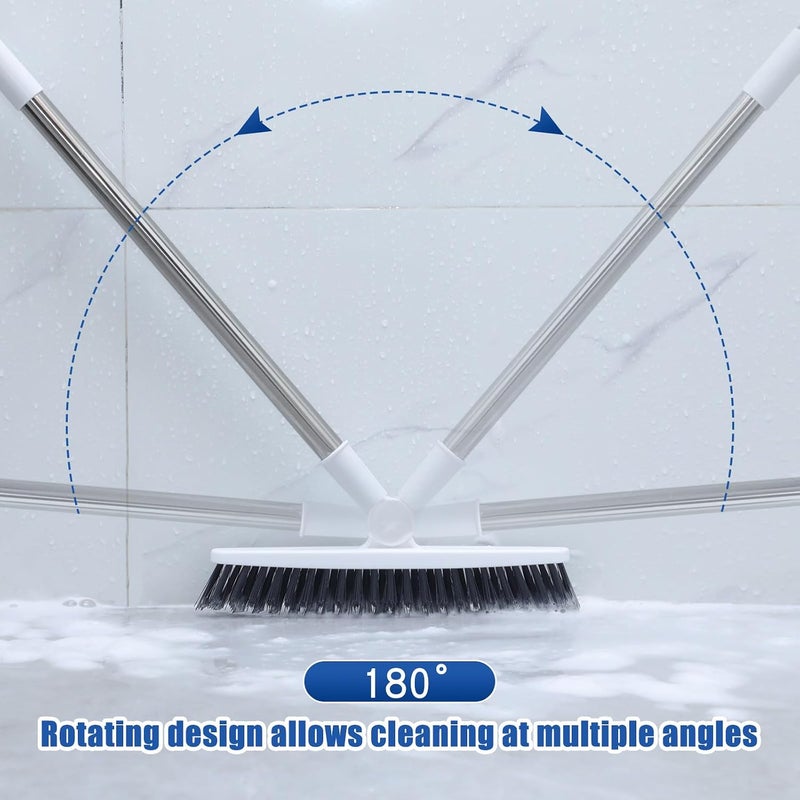 Maxdot 3 Pack 2 in 1 Floor Brush Scrubber with Long Handle Grout Brush 35'' Stiff Bristle Cleaning Scrub Brush with Squeegee, 120° Rotating Tile Brush for Cleaning Bathroom - Image 3