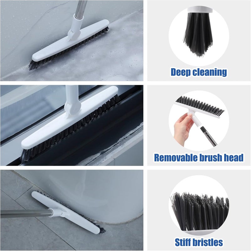 Maxdot 3 Pack 2 in 1 Floor Brush Scrubber with Long Handle Grout Brush 35'' Stiff Bristle Cleaning Scrub Brush with Squeegee, 120° Rotating Tile Brush for Cleaning Bathroom - Image 4